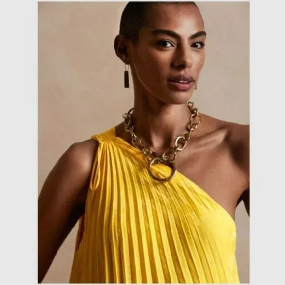 Banana Republic Radiant One-Shoulder Top Yellow - Picture 1 of 9